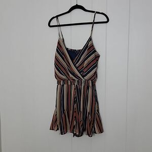 Striped ruffle romper  